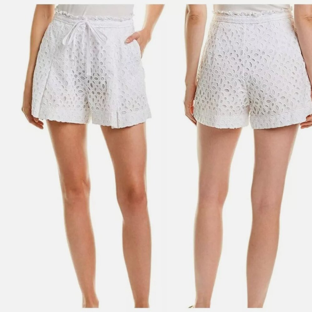 NWOT J. Crew White Tie Waist Embroidered Eyelet Shorts - Size 4